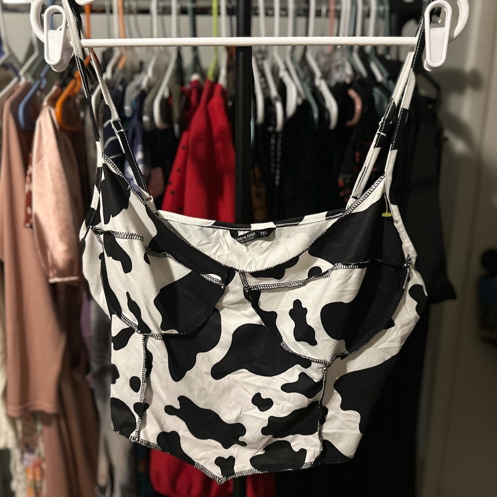 Cow print cropped tank top. SHEIN, Size 3XL